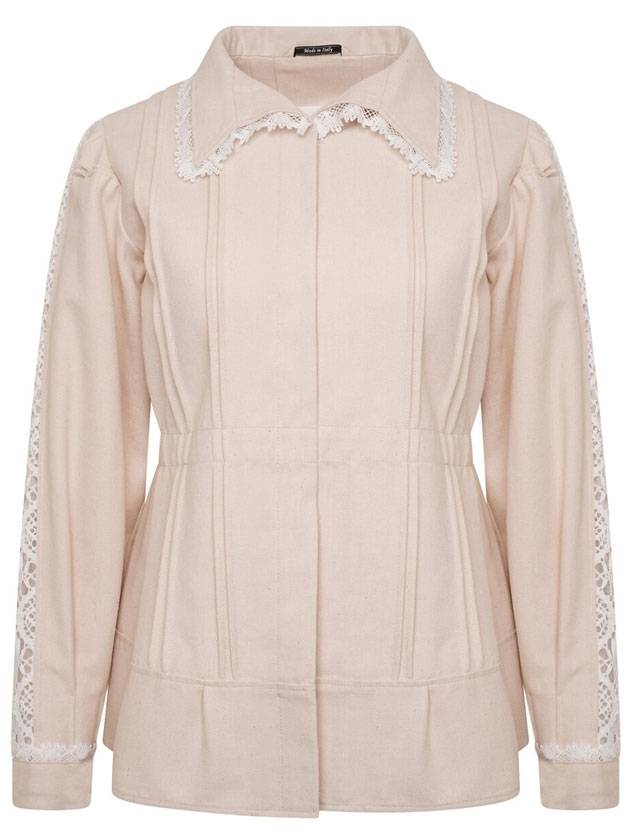 Lace Trim Fleece Jacket Beige - MAISON MARGIELA - BALAAN 1