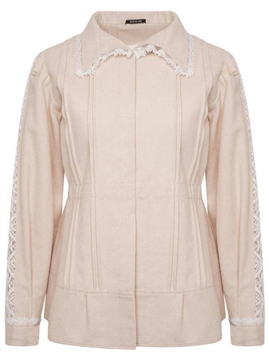 Lace Trim Fleece Jacket Beige - MAISON MARGIELA - BALAAN 1