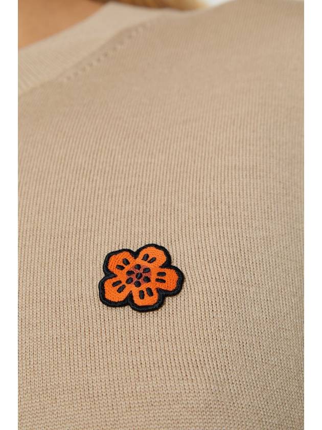 Boke Flower Embroidery Wool Knit Top Beige - KENZO - BALAAN 6