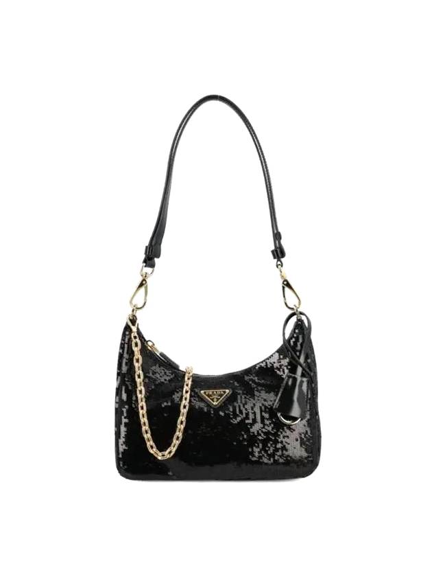 Re-Edition Re-Nylon and Sequin Mini Bag Black - PRADA - BALAAN 1