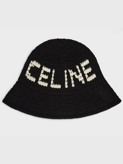 Logo Crochet Bucket Hat Ecru Black - CELINE - BALAAN 2