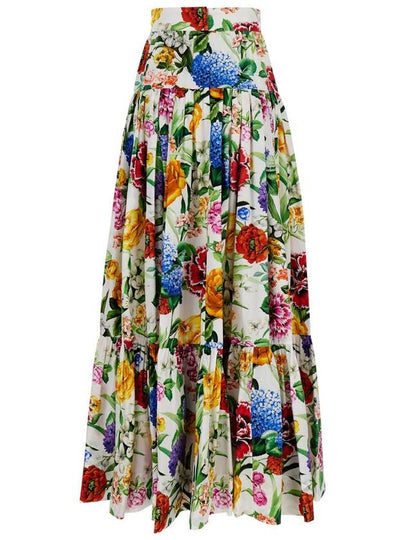 Multicolor Maxi Skirt With Logo Lettering Detail On The Front And All-Over Floral Print In Cotton Woman - DOLCE&GABBANA - BALAAN 2