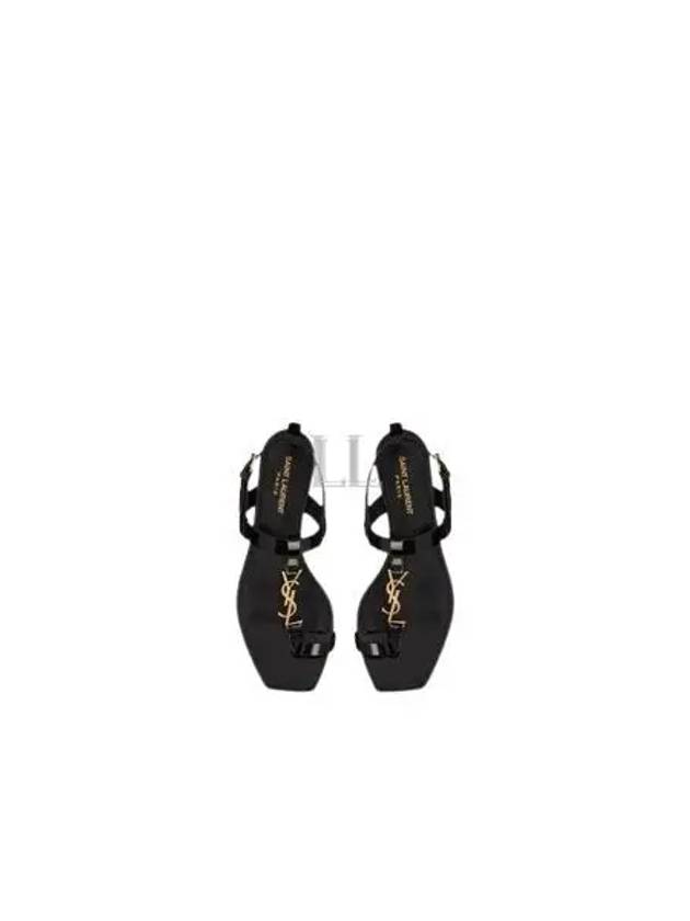 Women's Cassandra Monogram Logo Patent Leather Sandals Black - SAINT LAURENT - BALAAN 2