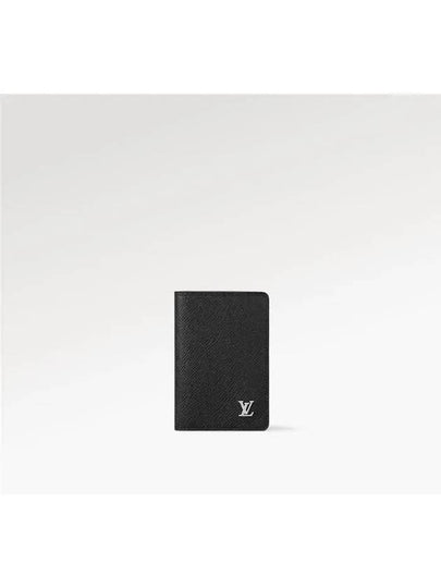 Pocket Organizer Taiga Leather Card Wallet Black - LOUIS VUITTON - BALAAN 2