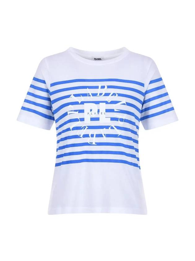 Striped Logo Short Sleeve T-Shirt MW3ME187BLU - P_LABEL - BALAAN 1