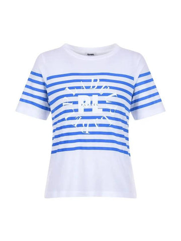 Striped Logo Short Sleeve T-Shirt MW3ME187BLU - P_LABEL - BALAAN 1