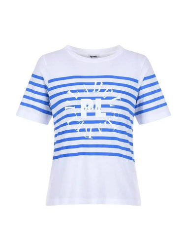 Striped Logo Short Sleeve T-Shirt MW3ME187BLU - P_LABEL - BALAAN 1