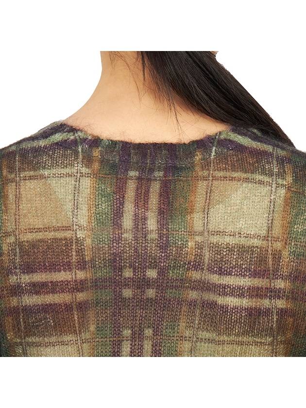 Studio Women's Simona Check Knit Top Green - MAX MARA - BALAAN.