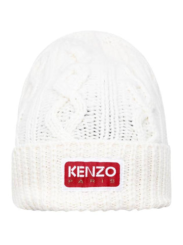 logo label white wool beanie - KENZO - BALAAN 1