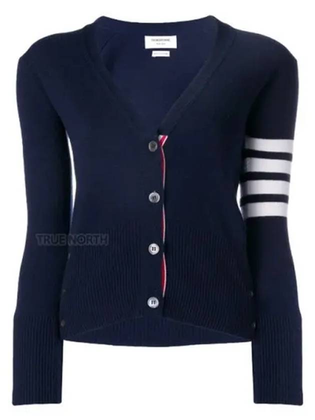 4-Bar V-Neck Cashmere Cardigan Navy - THOM BROWNE - BALAAN 2