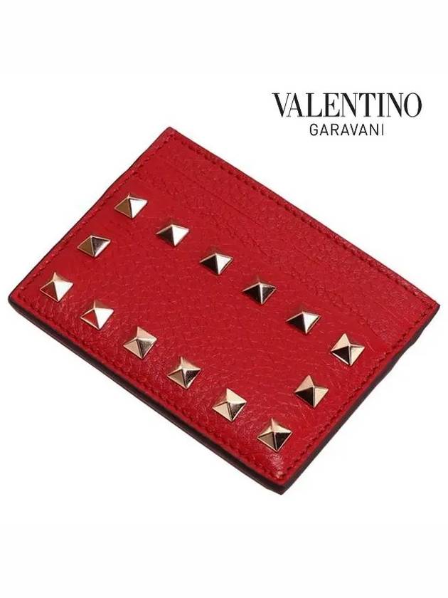 Rock Stud Card Wallet Red - VALENTINO - BALAAN 5