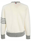 V-Neck 4-Bar Wool Cardigan White - THOM BROWNE - BALAAN 4