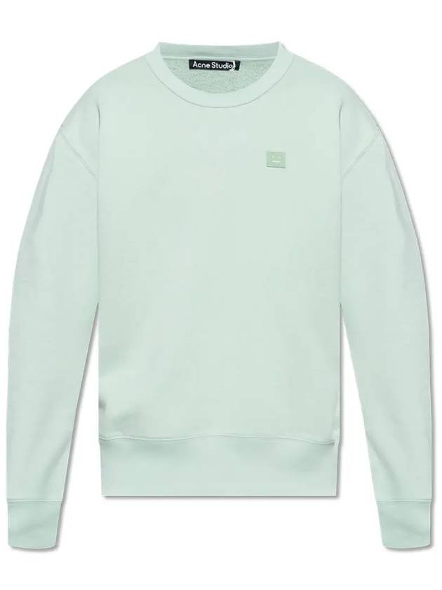 Logo Patch Regular Fit Crew Neck Sweatshirt Soft Green - ACNE STUDIOS - BALAAN 3