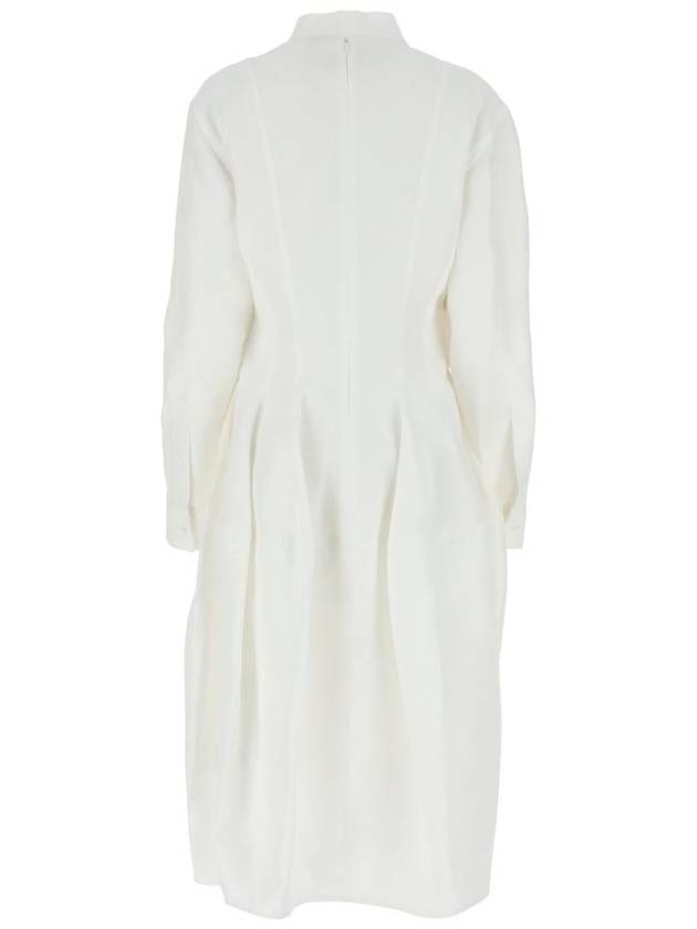 Women's V-neck Shirt Silk Midi Dress White - BOTTEGA VENETA - BALAAN 3