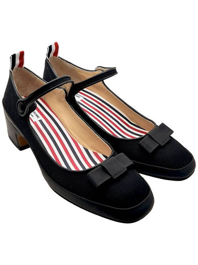 Black Cotton Canvas Tom John Tennis Block Heel FFH218A 05390 001 - THOM BROWNE - BALAAN 2