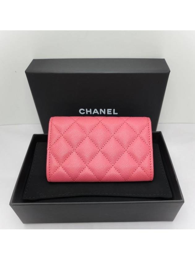 gold CC logo calfskin flap bi-fold wallet pink - CHANEL - BALAAN 4