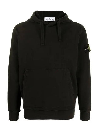 Wappen Patch Brushed Cotton Fleece Hoodie Black - STONE ISLAND - BALAAN 2