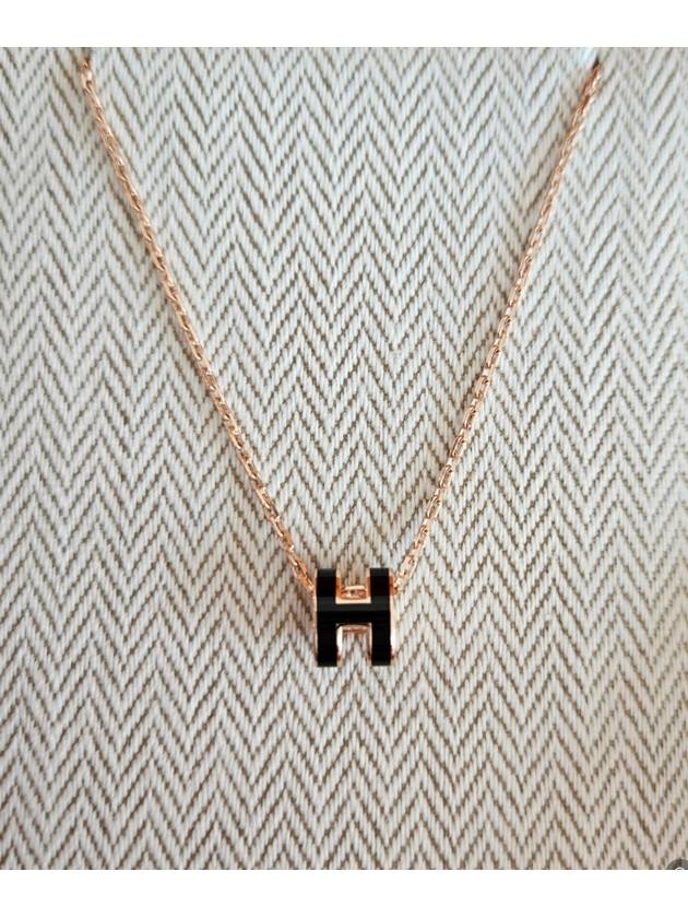 Mini PopAche Necklace Black Pendant Rose Gold Chain Necklace H147992F - HERMES - BALAAN 1