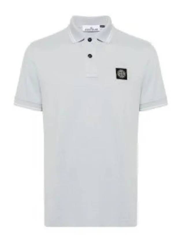 Stretch Cotton Pique Short Sleeve Polo Shirt Blue - STONE ISLAND - BALAAN 2