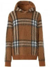 Men's Exaggerated Check Wool Mohair Blend Hoodie Dark Birch Brown - BURBERRY - BALAAN 2