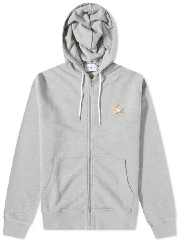 Chillax Fox Patch Hooded Zip Up Grey Melange - MAISON KITSUNE - BALAAN 2