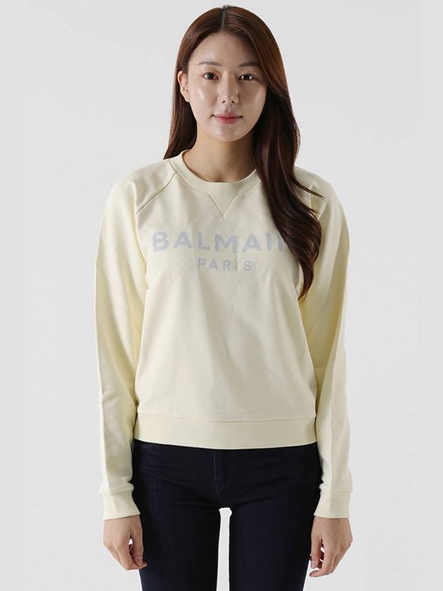 YF0JQ001 Logo Print Nagrang Sweatshirt Yellow BB02 IBE - BALMAIN - BALAAN 1