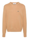 ORB Embroidered Crew Neck Knit Top Beige - VIVIENNE WESTWOOD - BALAAN 2