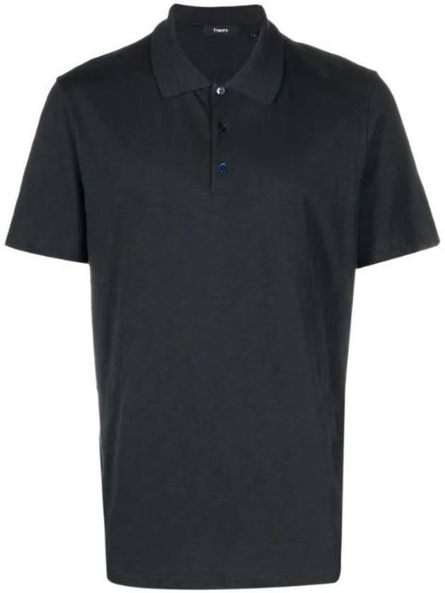 Bronn Cotton Short Sleeve PK Shirt Navy - THEORY - BALAAN.