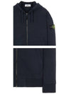 Men's Waffen Patch Fleece Zip Up Hoodie Navy - STONE ISLAND - BALAAN 6