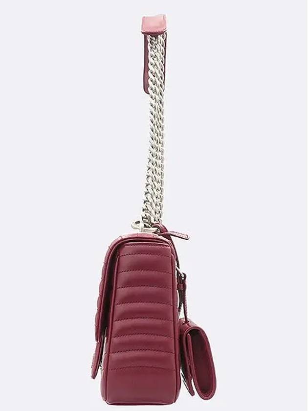 1BD135 Burgundy color leather silver logo diagram large chain shoulder bag - PRADA - BALAAN 5