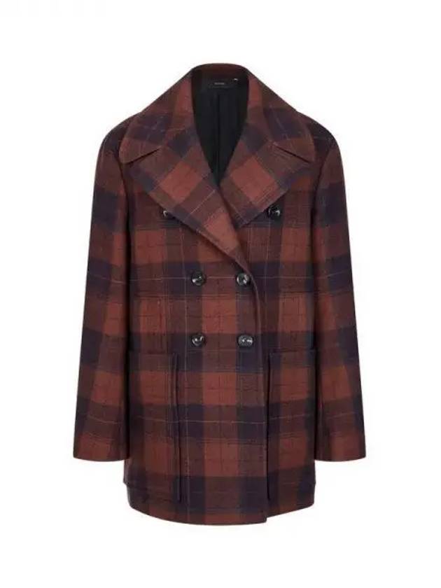 Women s Check Pattern Wide Lapel Coat Cherry Brown 271257 - PAUL SMITH - BALAAN 1