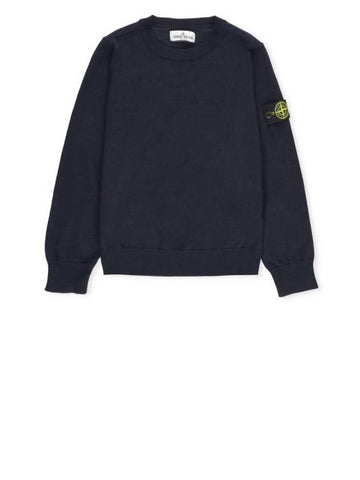 Kids Wappen Patch Virgin Wool Knit Top Navy - STONE ISLAND - BALAAN 1