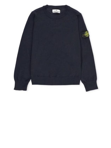 Kids Wappen Patch Virgin Wool Knit Top Navy - STONE ISLAND - BALAAN 1