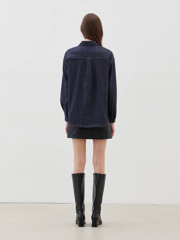 Minimal Logo Denim Shirt Indigo - LESEIZIEME - BALAAN 6