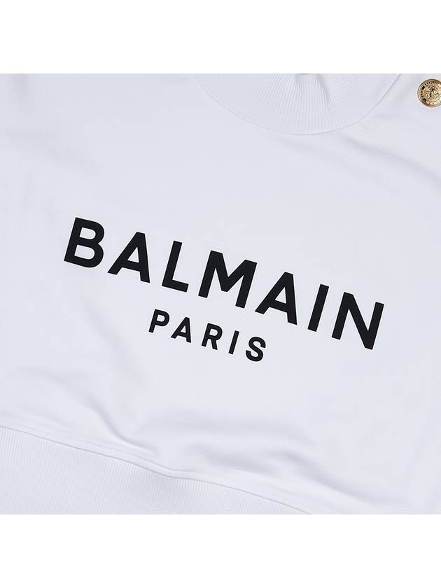 Logo Print Crop Sweatshirt White - BALMAIN - BALAAN 7