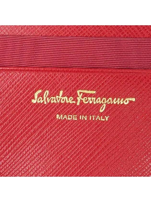 Ferragamo 22 4639 Red Saffiano Leather Gold Gancino Decorated Bicycle Wallet - SALVATORE FERRAGAMO - BALAAN 5