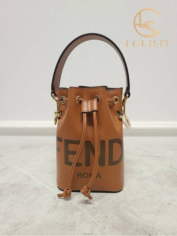 Used luxury goods Lewis It Brown leather Montresor mini bucket bag - FENDI - BALAAN 1