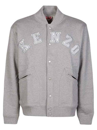 Academy Embroidered Logo Cotton Bomber Jacket Grey - KENZO - BALAAN 2