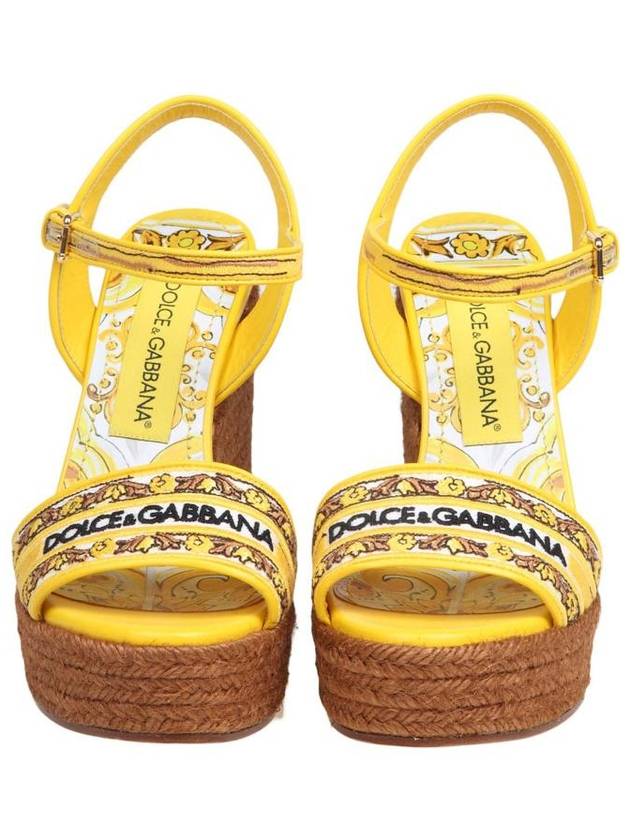 Dolce & Gabbana Canvas And Leather Wedge Sandal - DOLCE&GABBANA - BALAAN 3