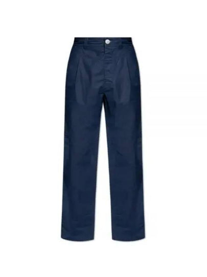 Marina Mid Rise Cotton Canvas Wide Pants Royal Blue - STONE ISLAND - BALAAN 2