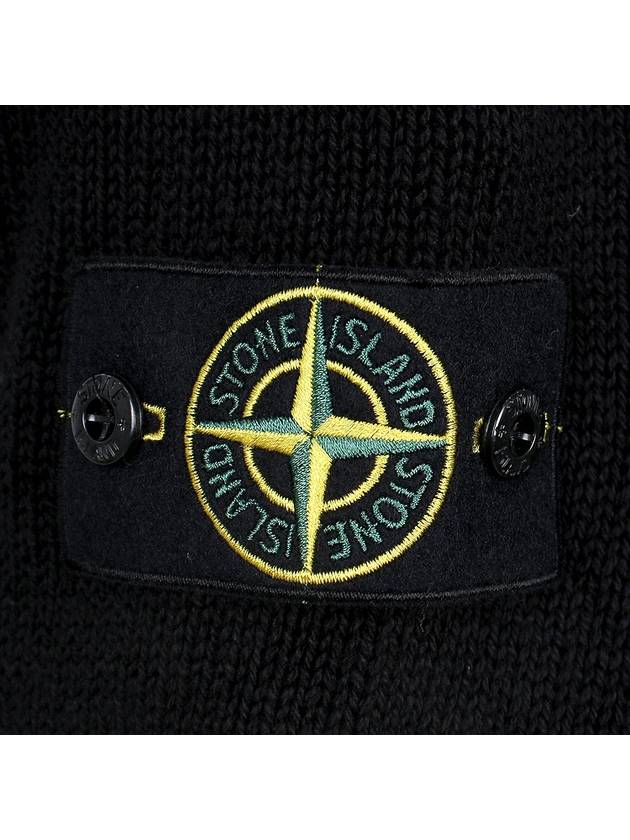 Wappen V Neck Cotton Knit Cardigan Black - STONE ISLAND - BALAAN 7