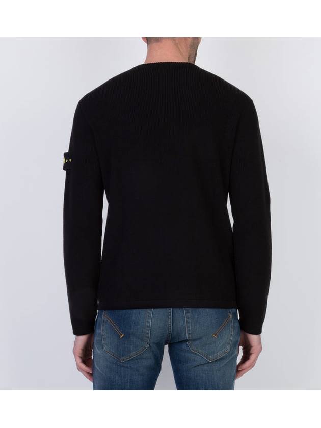 Wappen Patch Crew Neck Knit Top Black - STONE ISLAND - BALAAN 5