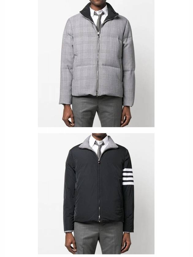 4 Bar Check Reversible Padded Jacket Black White - THOM BROWNE - BALAAN 5