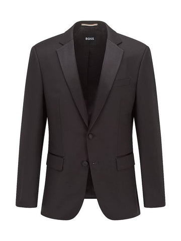 Slim Fit Virgin Wool Tuxedo Jacket Black - HUGO BOSS - BALAAN 1