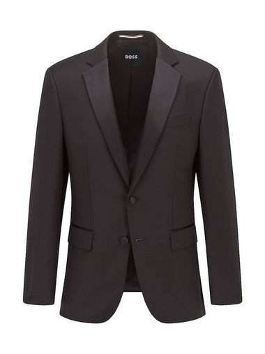 Slim Fit Virgin Wool Tuxedo Jacket Black - HUGO BOSS - BALAAN 1