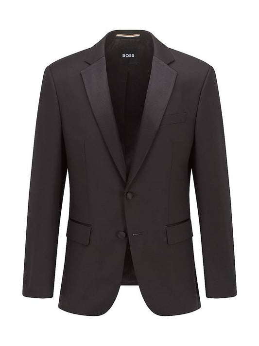 Slim Fit Virgin Wool Tuxedo Jacket Black - HUGO BOSS - BALAAN 1