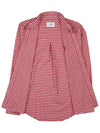 Small Heart Logo Gingham Button Long Sleeves Shirt Red - AMI - BALAAN 11