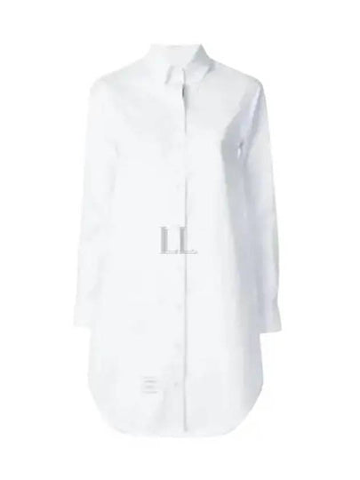 Women's Point Collar Poplin Short Dress White - THOM BROWNE - BALAAN 2