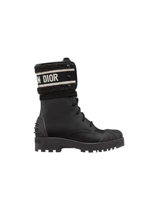 D Major Calfskin Lambskin Wool Worker Boots Black - DIOR - BALAAN 1