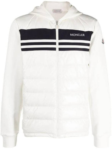 Logo Cotton Zip Up Hoodie White - MONCLER - BALAAN 1